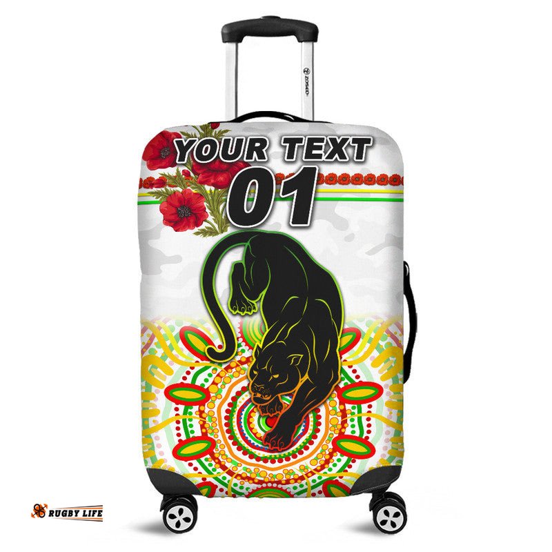 Custom Personalised Penrith Panthers ANZAC Luggage Cover Indigenous Vibes White