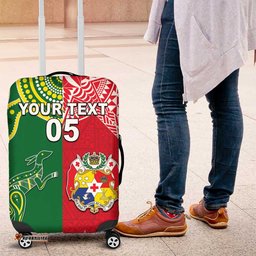 Custom Tonga XIII And Australia Kangaroos Luggage Cover Mate Maa Tongan Ngatu With Aboriginal