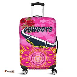 North Queensland Cowboys ANZAC Luggage Cover Indigenous Vibes Pink