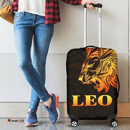 Sun In Leo Zodiac Luggage Covers Polynesian Tattoo Simple Orange Black