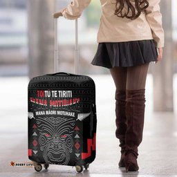 Toitu Te Tiriti Mana Maori Motuhake Luggage Cover Aotearoa Haka Face Mix Poutama Art
