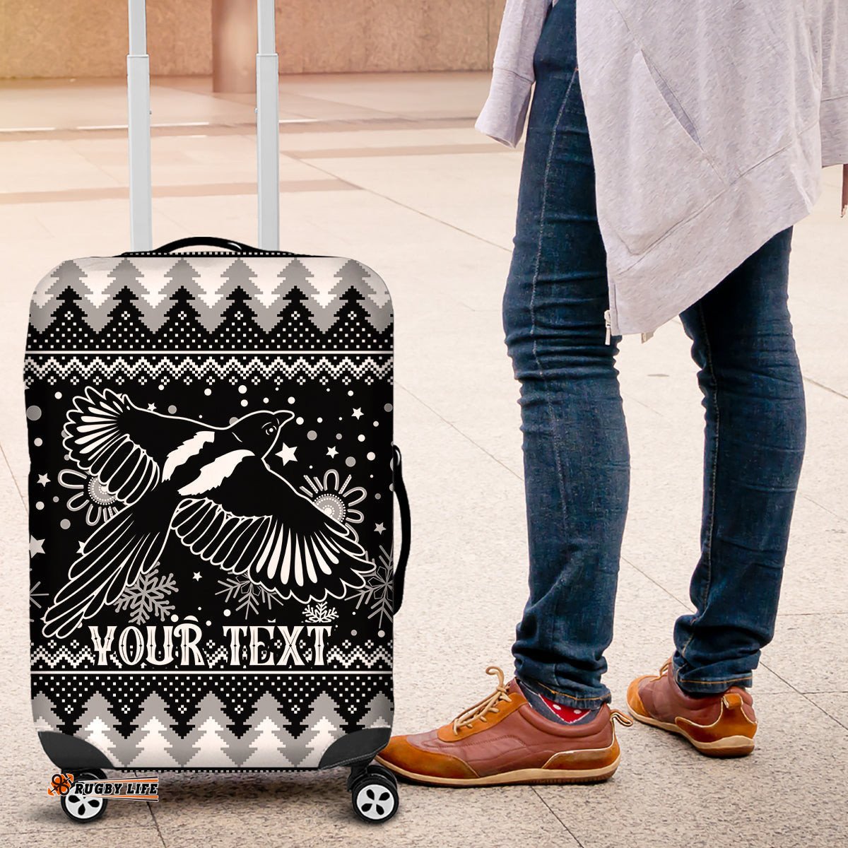 Custom Magpies Football Luggage Cover Christmas Vibe