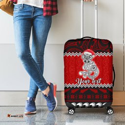 Personalised New Zealand Christmas Luggage Cover Maori Tiki Meri Kirihimete