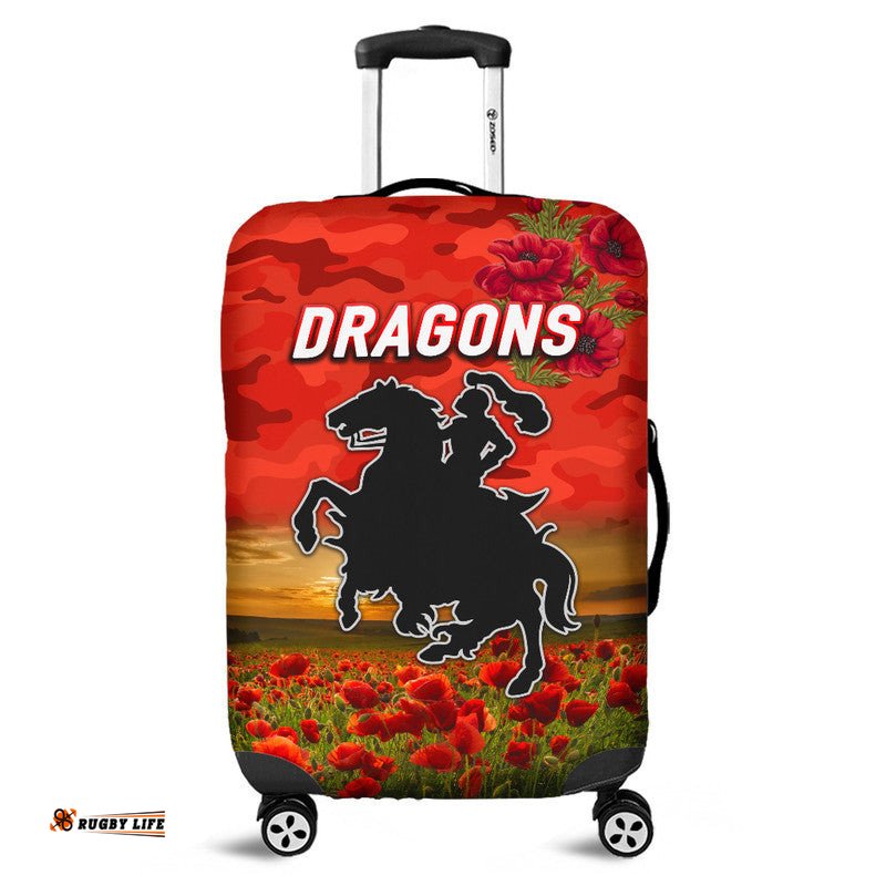 St. George Illawarra Dragons ANZAC Luggage Cover Poppy Flowers Vibes Red