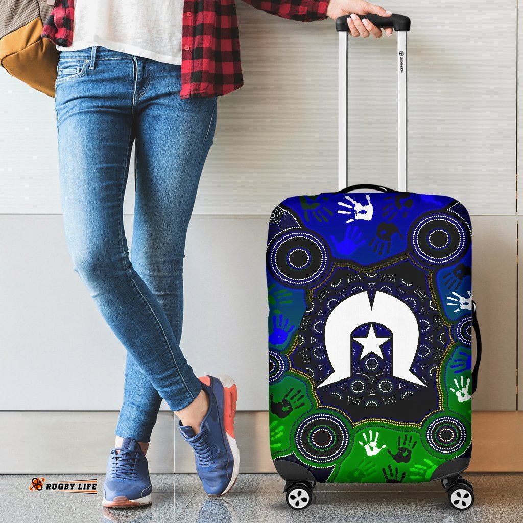 Aboriginal Luggage Covers Torres Strait Symbol With Indigenous Patterns