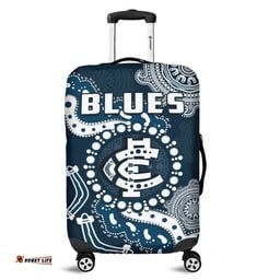 Carlton Football Luggage Cover Blues 1864 Boomerang Indigenous Artsy