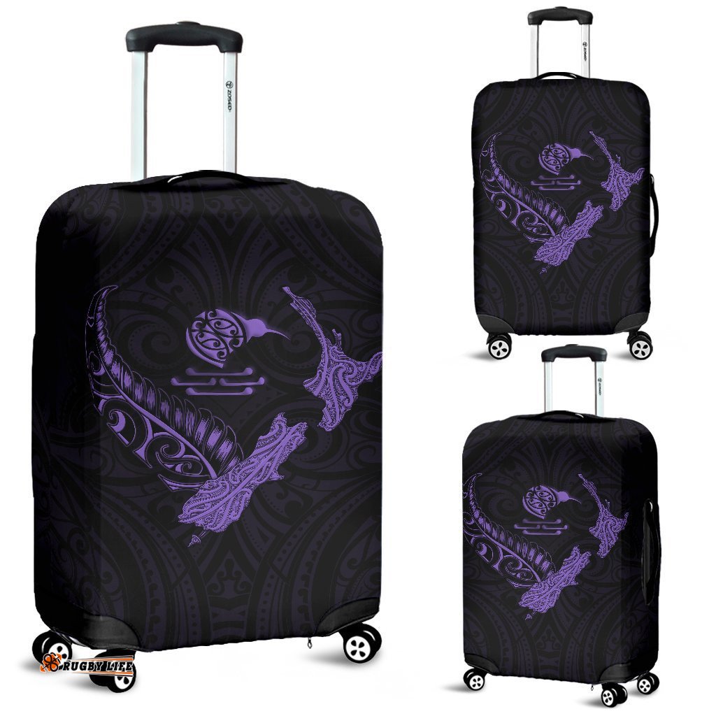 New Zealand Heart Luggage Covers Map Kiwi mix Silver Fern Pastel Purple