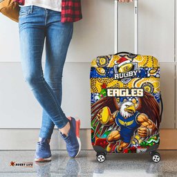 Eagles Football Merry Christmas Luggage Cover Indigenous Australian Art