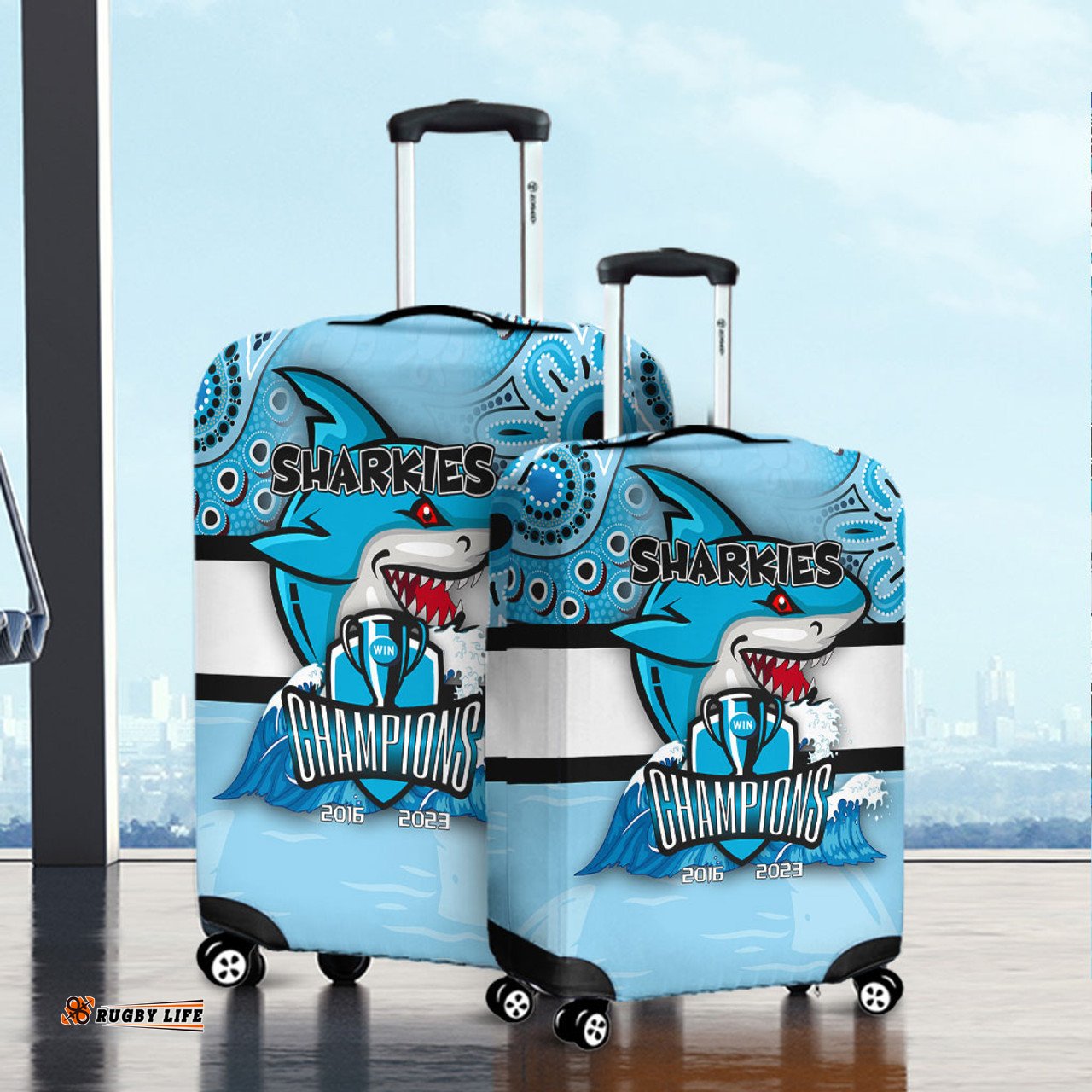 Amazing Aussie Cronulla Sutherland Sharks Talent Win Games But Teamwork And Intelligence Win Championships With Aboriginal Style Luggage Cover
