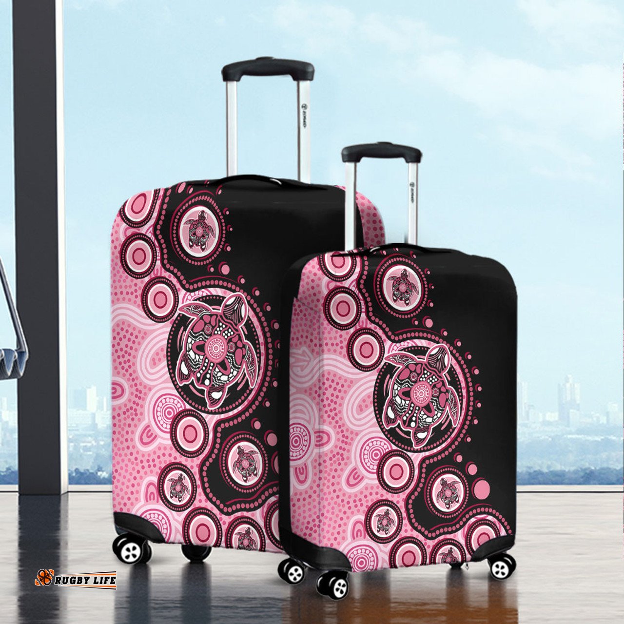Amazing Aussie Australia Indigenous Turtle Aboriginal Dot Art Pink Luggage Cover