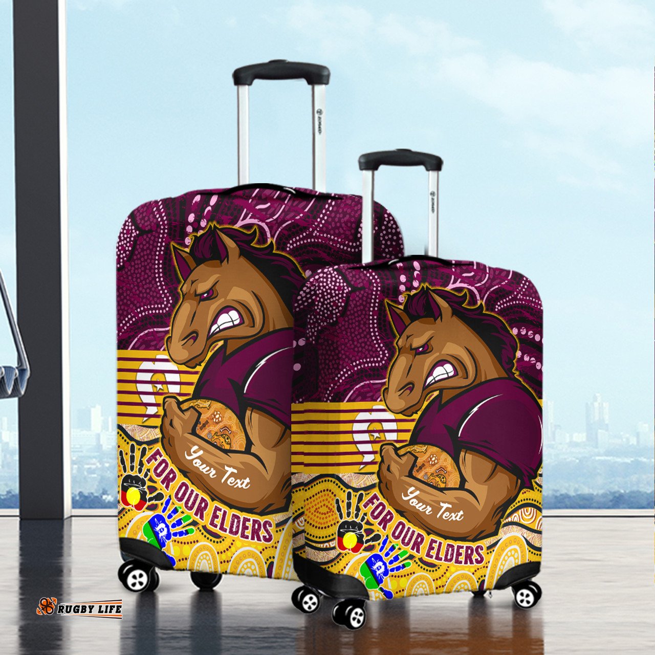 Amazing Aussie Brisbane Broncos Naidoc Week Custom Brisbane Broncos For Our Elders Aboriginal Inspired Luggage Cover