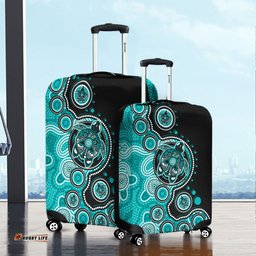 Amazing Aussie Australia Indigenous Turtle Aboriginal Dot Art Turquoise Luggage Cover