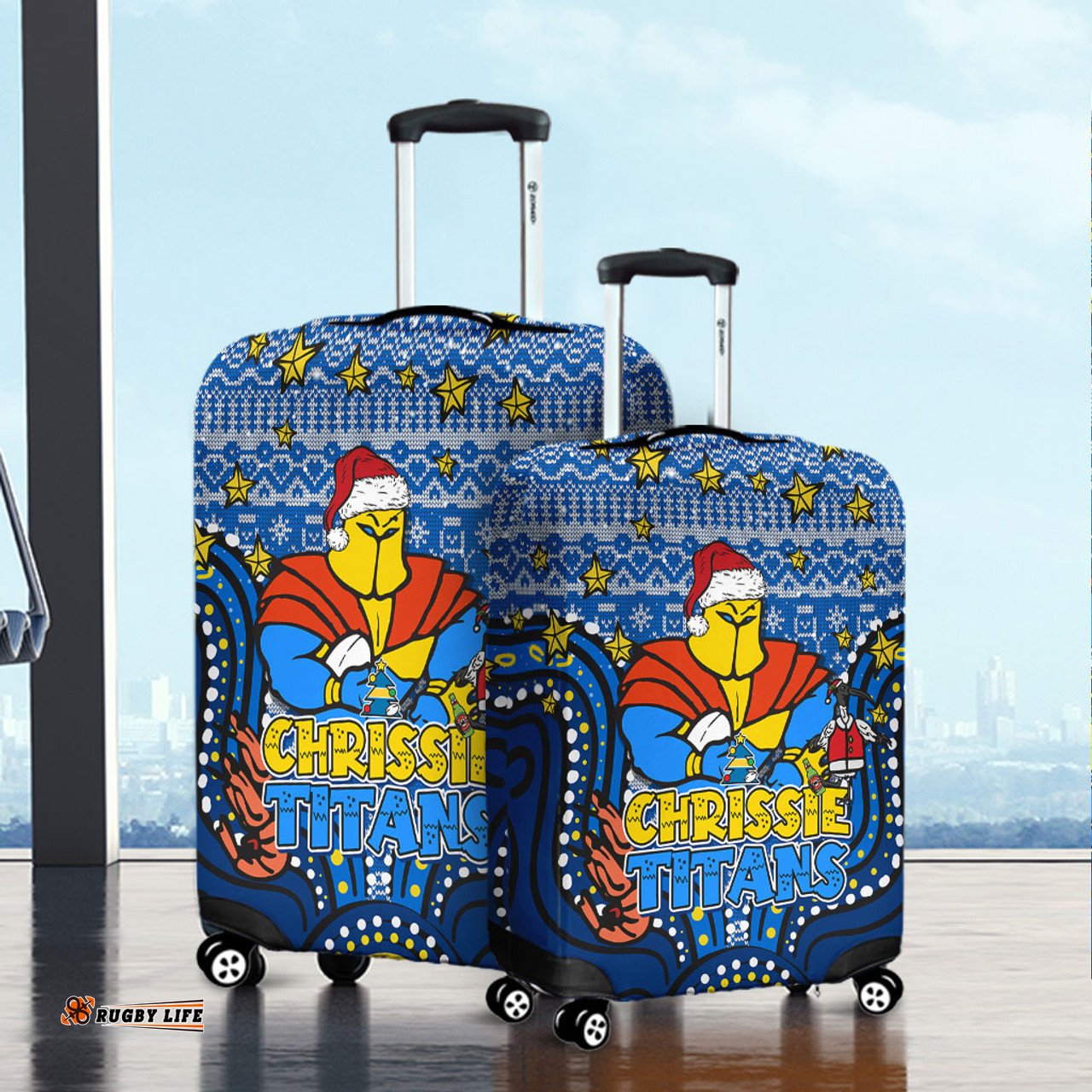 Amazing Aussie Gold Coast Titans Christmas Custom Christmas Knit Patterns Vintage Jersey Ugly Luggage Cover