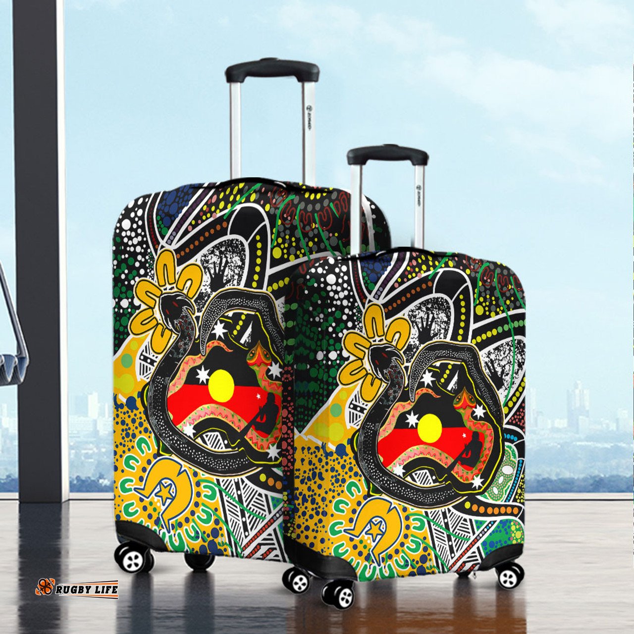 Amazing Aussie Australia Rainbow Serpent Aboriginal Dreamtime Rainbow Serpent Creates Australia Luggage Cover
