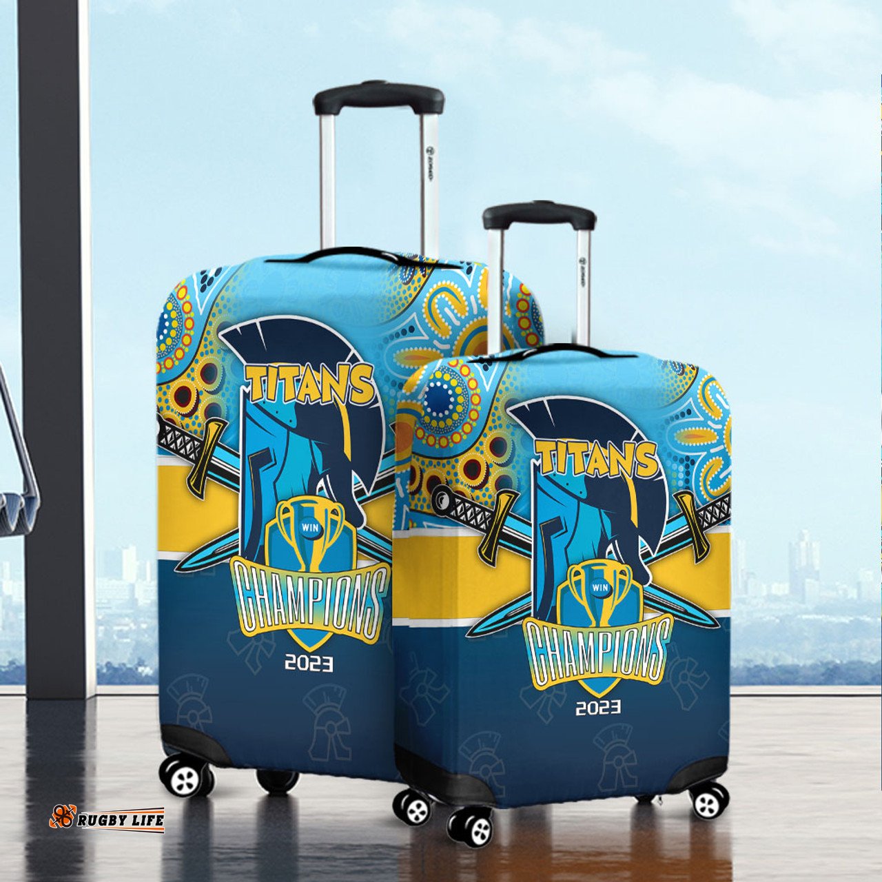 Amazing Aussie Gold Coast Titans Talent Win Games But Teamwork And Intelligence Win Championships With Aboriginal Style Luggage Cover