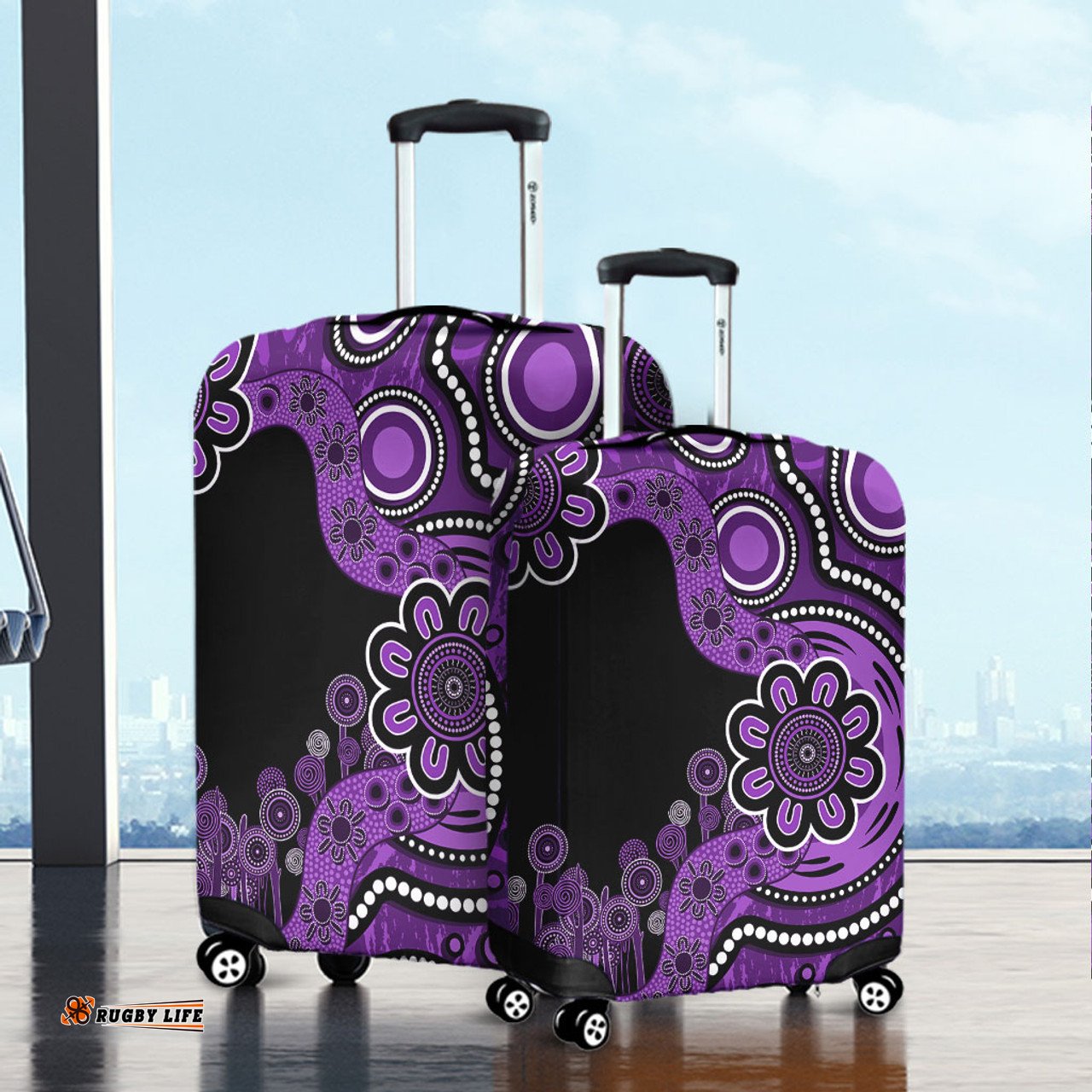 Amazing Aussie Australia Aboriginal Indigenous Dot Painting Purple Luggage Cover