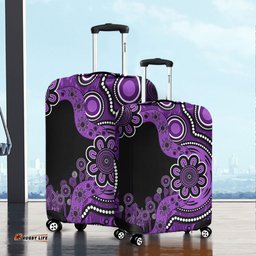 Amazing Aussie Australia Aboriginal Indigenous Dot Painting Purple Luggage Cover