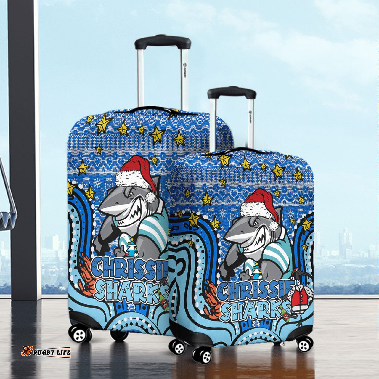 Amazing Aussie Cronulla Sutherland Sharks Christmas Custom Christmas Knit Patterns Vintage Jersey Ugly Luggage Cover