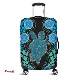 Amazing Aussie Australia Aboriginal Art Turtles Inspired Green Luggage Cover