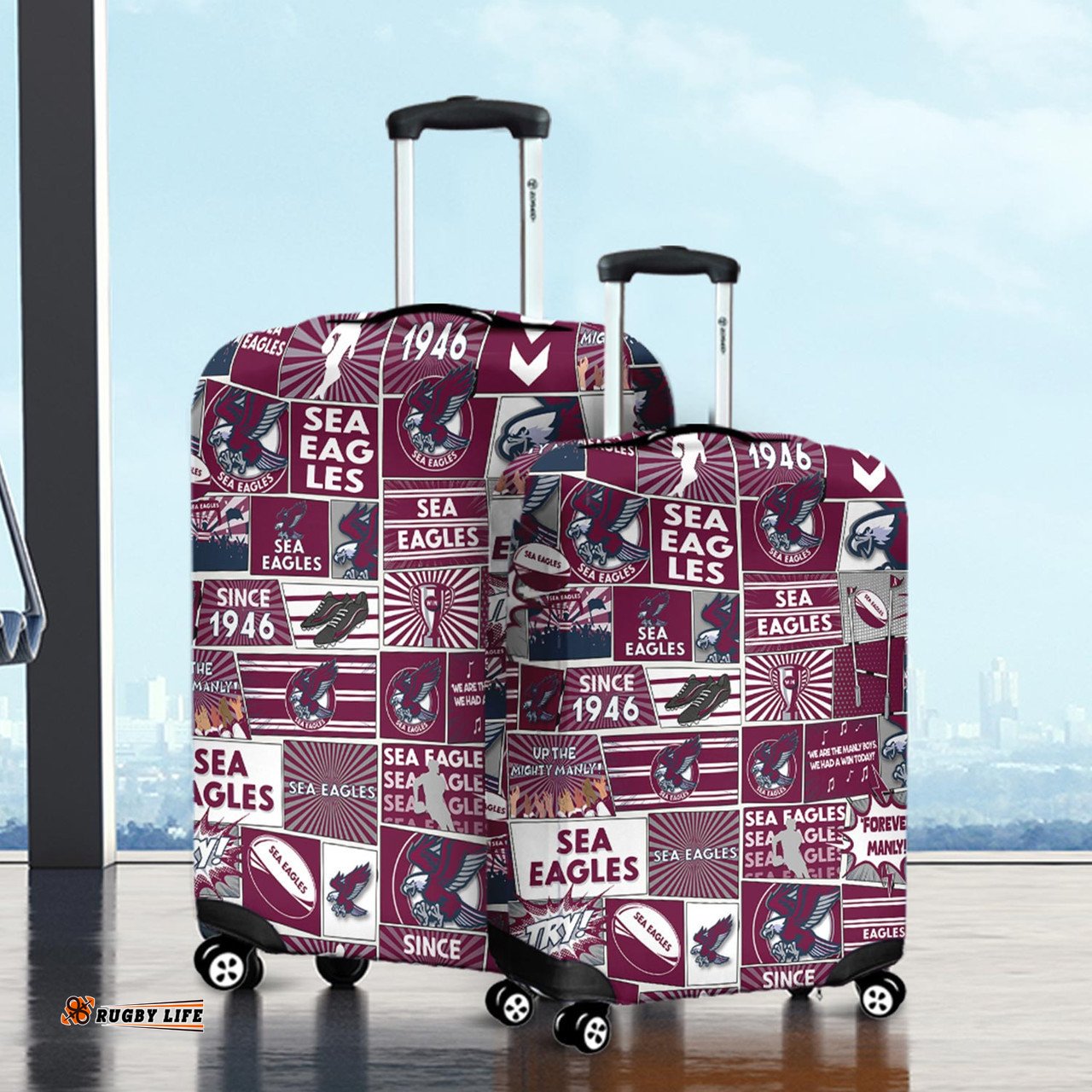 Amazing Aussie Manly Warringah Sea Eagles Team Of Us Die Hard Fan Supporters Comic Style Luggage Cover