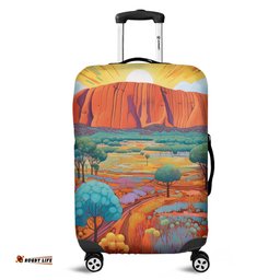 Amazing Aussie Urulu Travelling Urulu Mountain Oil Painting Art Luggage Cover