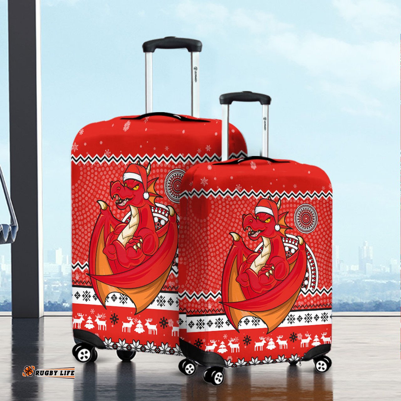 Amazing Aussie St. George Illawarra Dragons Australia Ugly Xmas With Aboriginal Patterns For Die Hard Fans Luggage Cover