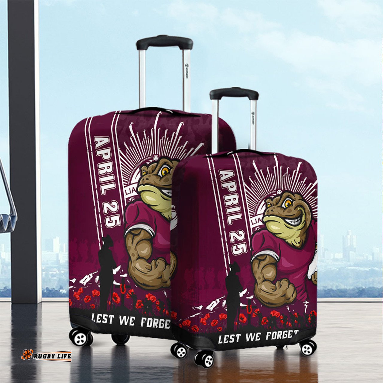 Amazing Aussie Queensland Maroons Anzac Day Lest We Forget Strong Fighting Spirit Luggage Cover
