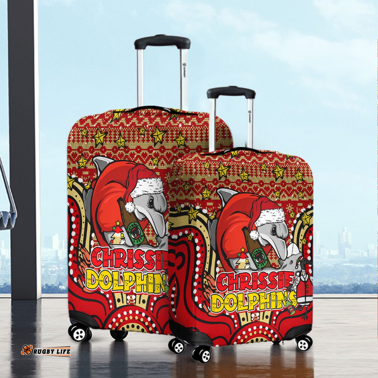 Amazing Aussie Redcliffe Dolphins Christmas Custom Christmas Knit Patterns Vintage Jersey Ugly Luggage Cover