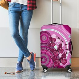 Personalised Australia Breast Cancer Luggage Cover Indigenous Butterfly No One Fights Alone
