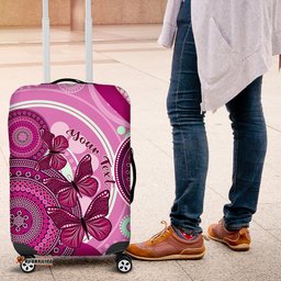 Personalised Australia Breast Cancer Luggage Cover Indigenous Butterfly No One Fights Alone