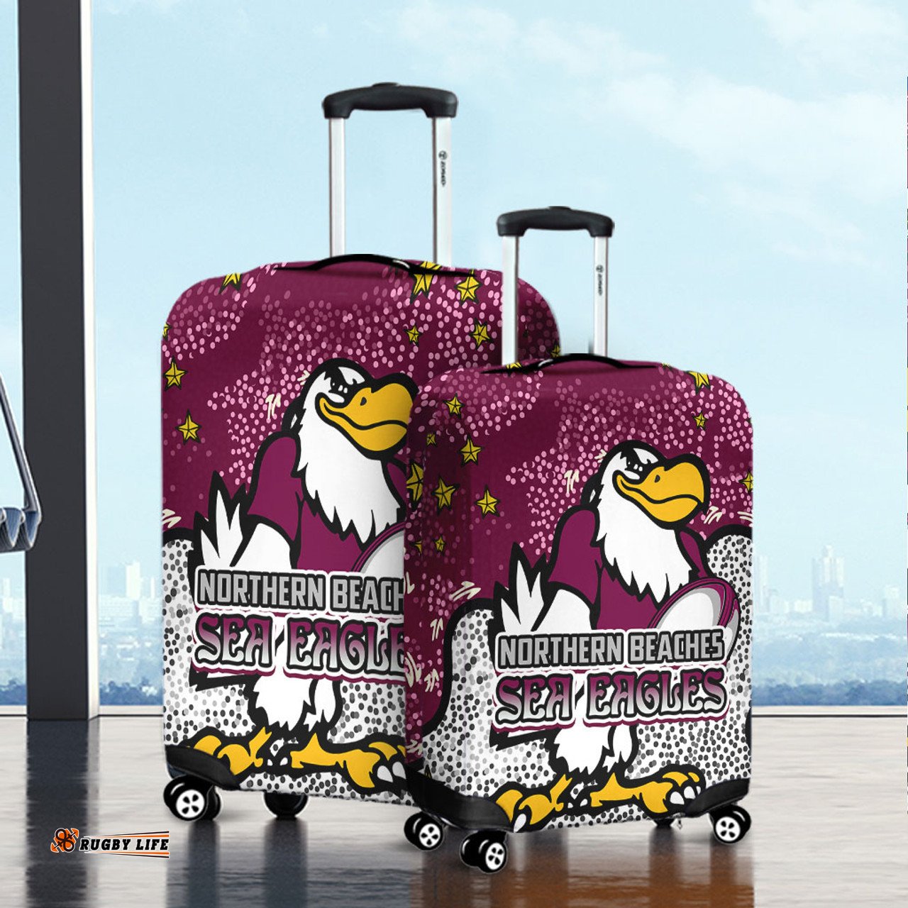 Amazing Aussie Manly Warringah Sea Eagles Team With Dot And Star Patterns For Tough Fan Luggage Cover