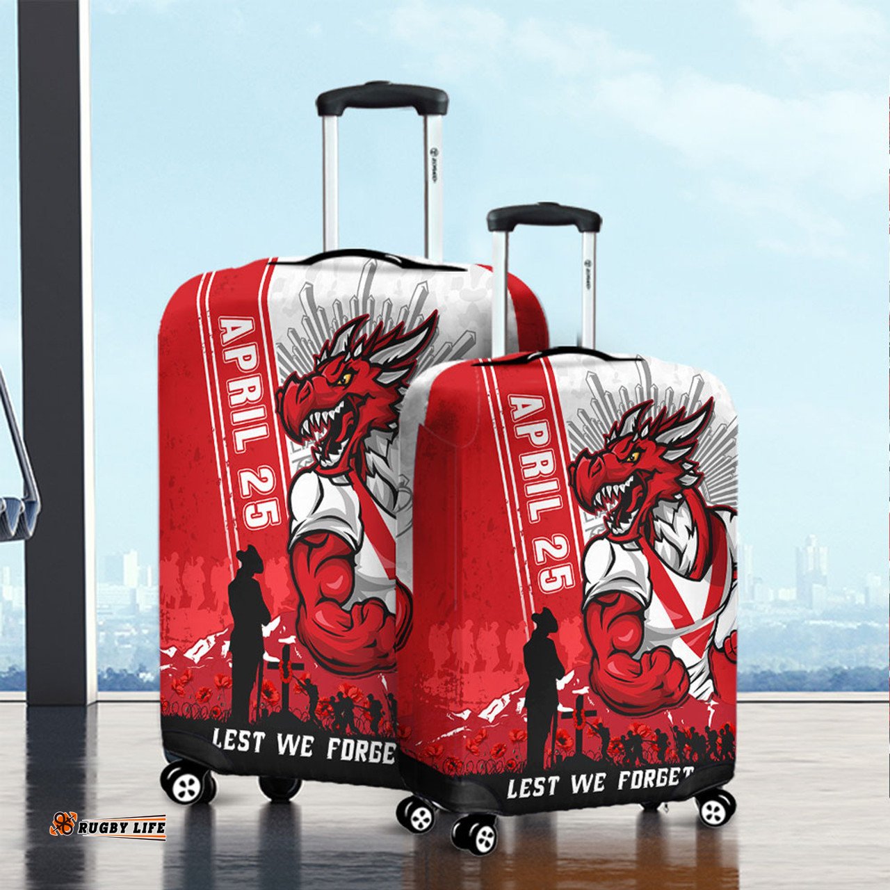 Amazing Aussie St. George Illawarra Dragons Anzac Day Lest We Forget Strong Fighting Spirit Luggage Cover