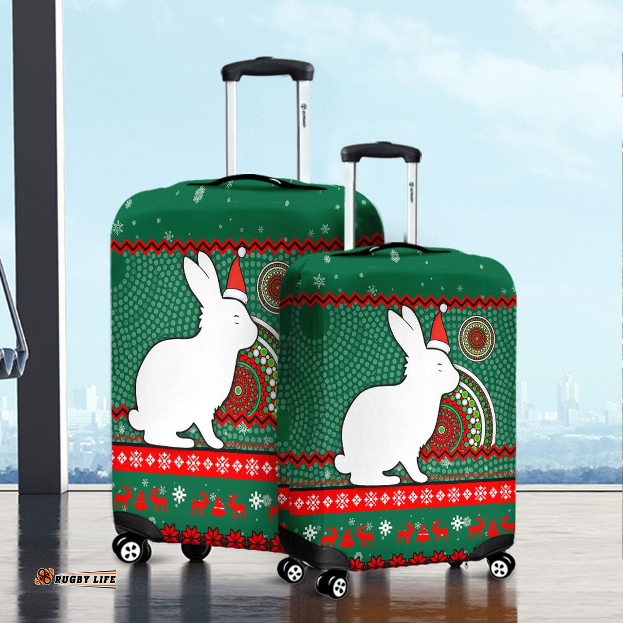 Amazing Aussie South Sydney Rabbitohs Australia Ugly Xmas With Aboriginal Patterns For Die Hard Fans Luggage Cover