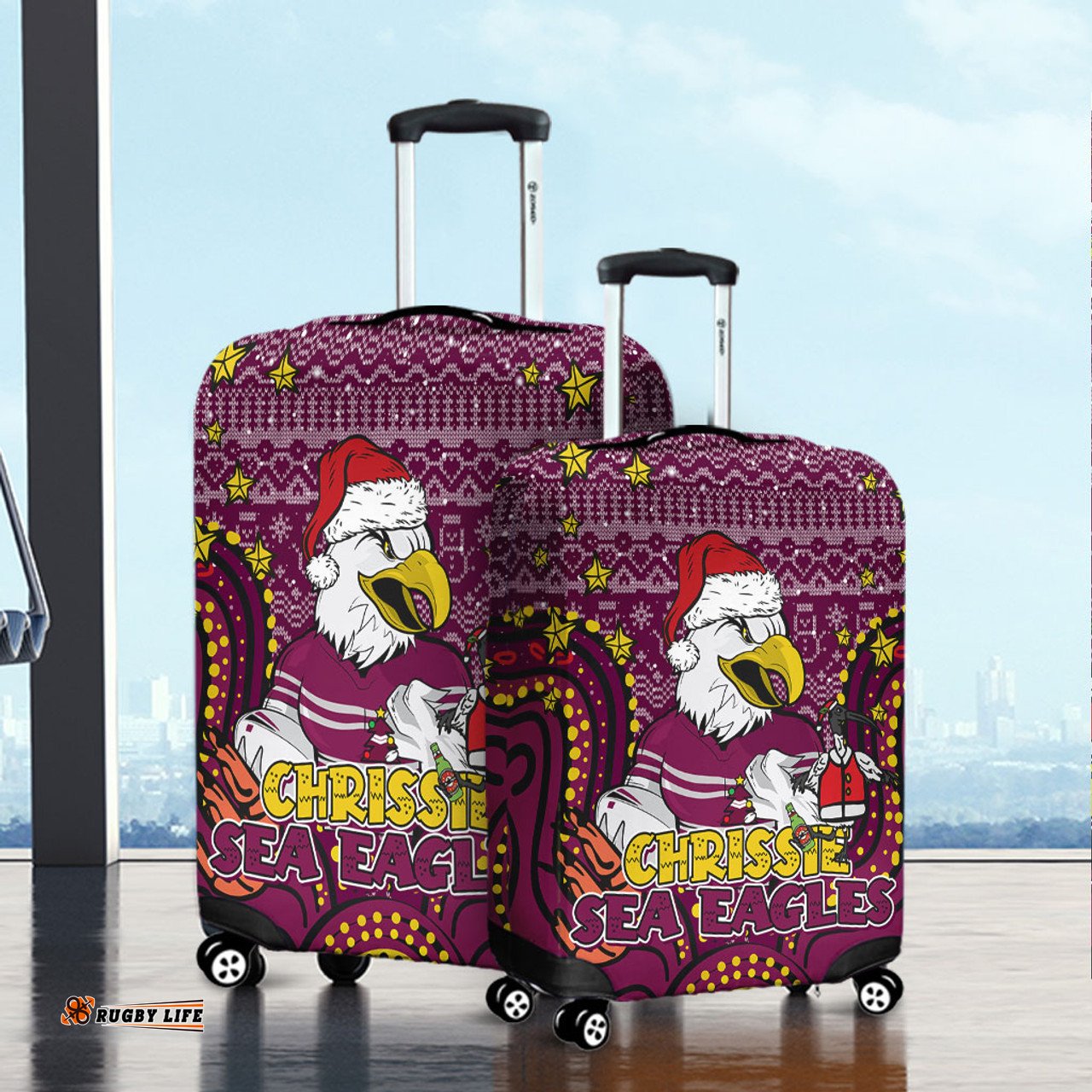 Amazing Aussie Manly Warringah Sea Eagles Christmas Custom Christmas Knit Patterns Vintage Jersey Ugly Luggage Cover