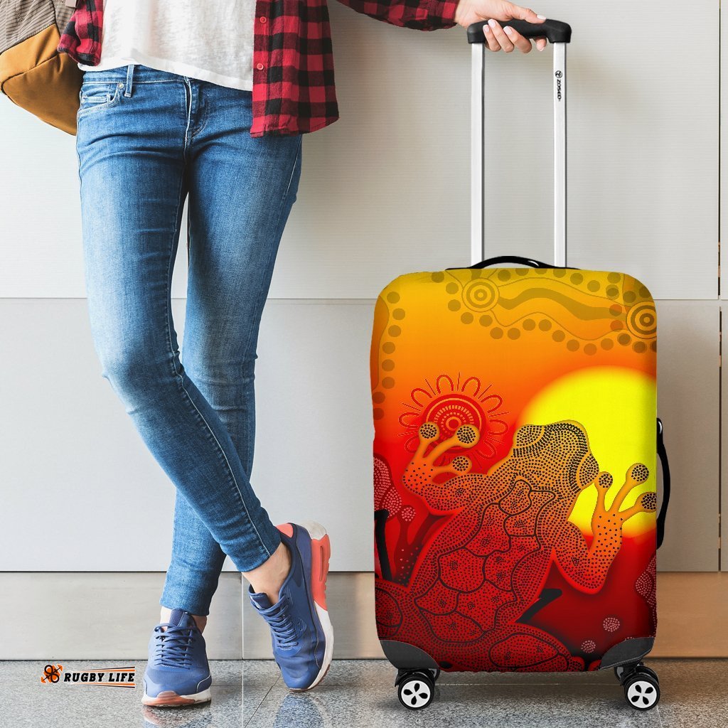 Aboriginal Luggage Covers Indigenous Frog Red