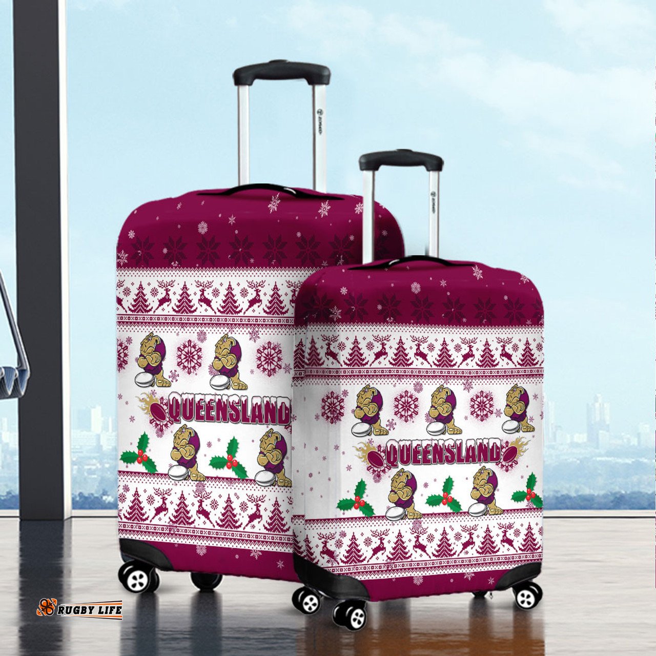 Amazing Aussie Queensland Christmas Queensland Special Ugly Christmas Luggage Cover