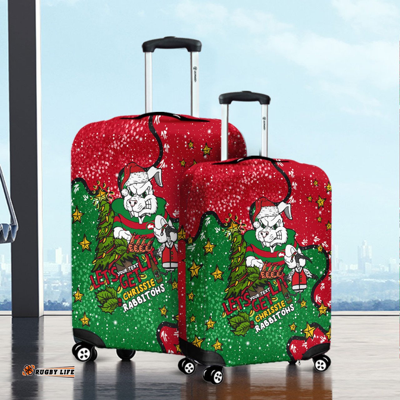 Amazing Aussie South Sydney Rabbitohs Custom Let's Get Lit Chrisse Pressie Luggage Cover