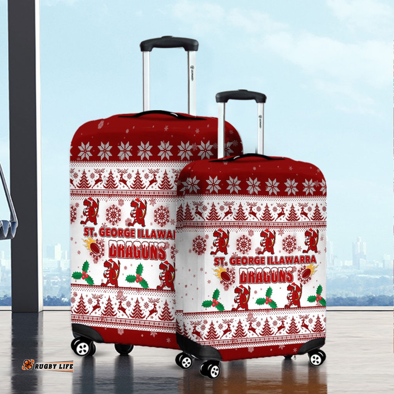 Amazing Aussie St. George Illawarra Dragons Christmas St. George Illawarra Dragons Special Ugly Christmas Luggage Cover