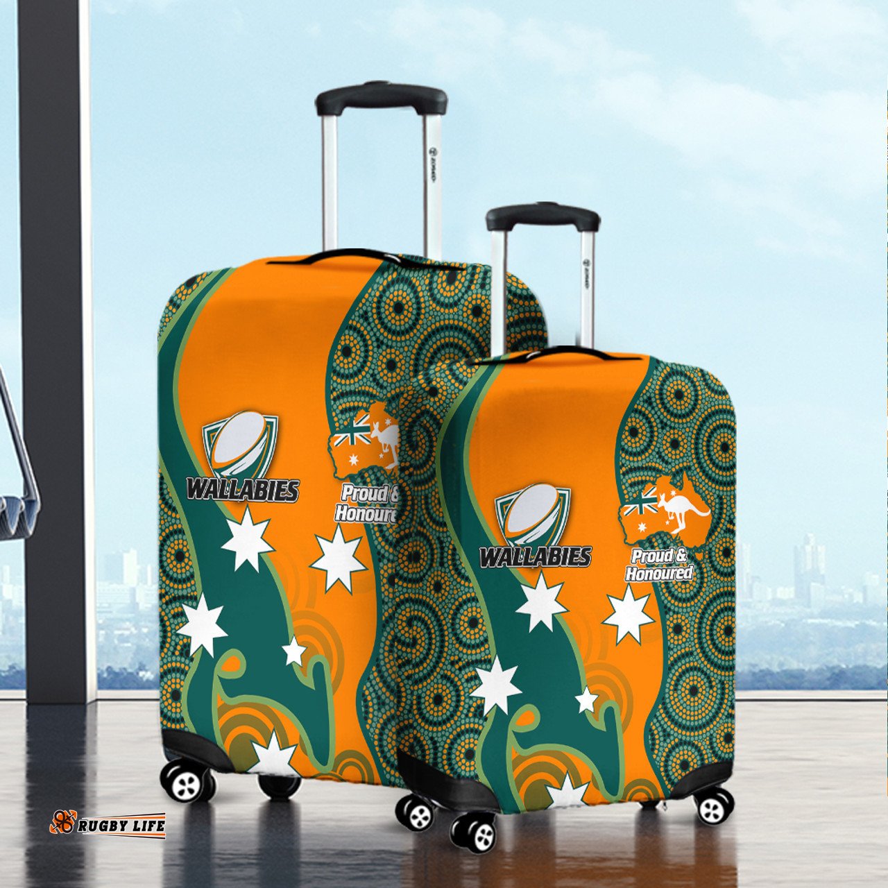 Amazing Aussie Australia Wallabies Custom Custom Proud And Honoured Indigenous Aboriginal Inspired Gold Jersey Luggage Cover