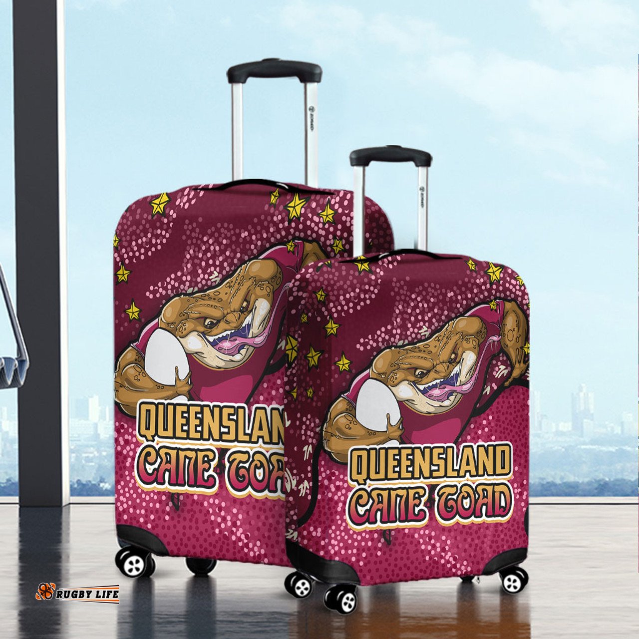 Amazing Aussie Queensland Cane Toads Custom Team With Dot And Star Patterns For Tough Fan Luggage Cover