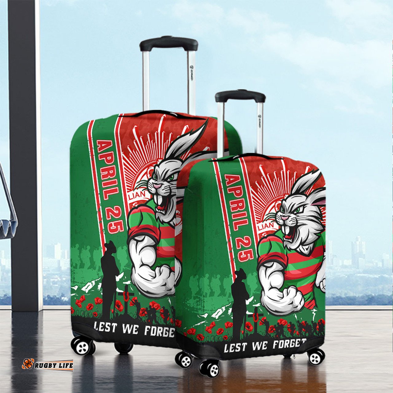 Amazing Aussie South Sydney Rabbitohs Anzac Day Lest We Forget Strong Fighting Spirit Luggage Cover