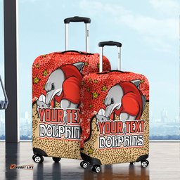 Amazing Aussie Redcliffe Dolphins Custom Team With Dot And Star Patterns For Tough Fan Luggage Cover