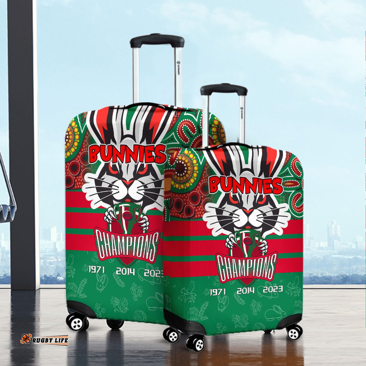 Amazing Aussie South Sydney Rabbitohs Talent Win Games But Teamwork And Intelligence Win Championships With Aboriginal Style Luggage Cover
