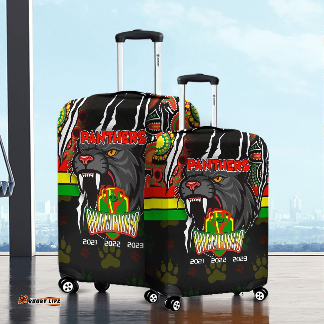 Amazing Aussie Penrith Panthers Talent Win Games But Teamwork And Intelligence Win Championships With Aboriginal Style Luggage Cover
