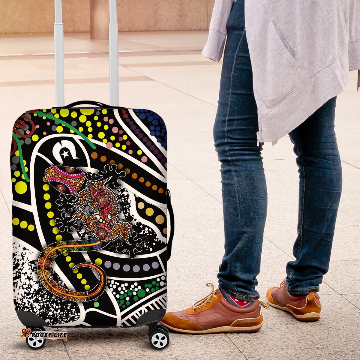 Aboriginal Lizzard Pattern Dot Art Luggage Cover TS04