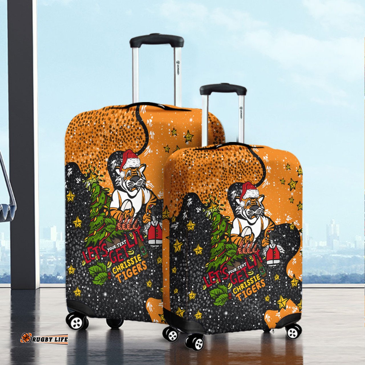 Amazing Aussie Wests Tigers Christmas Custom Let's Get Lit Chrisse Pressie Luggage Cover