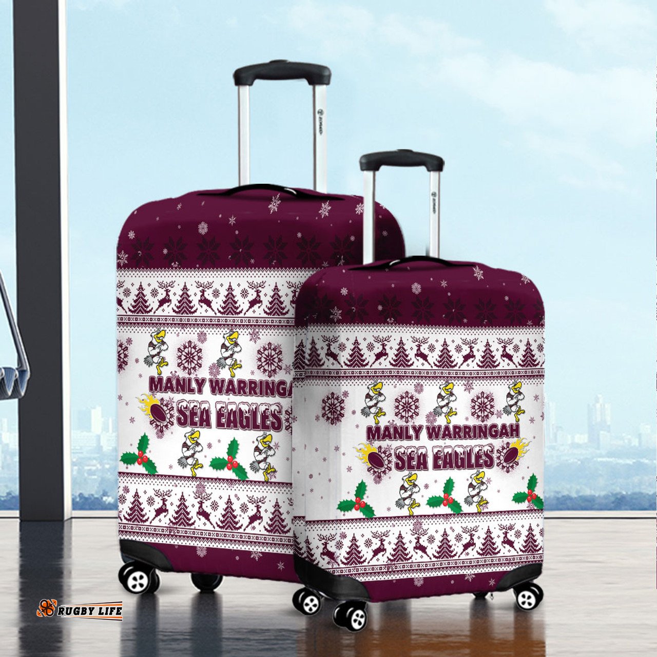 Amazing Aussie Manly Warringah Sea Eagles Christmas Manly Warringah Sea Eagles Special Ugly Christmas Luggage Cover