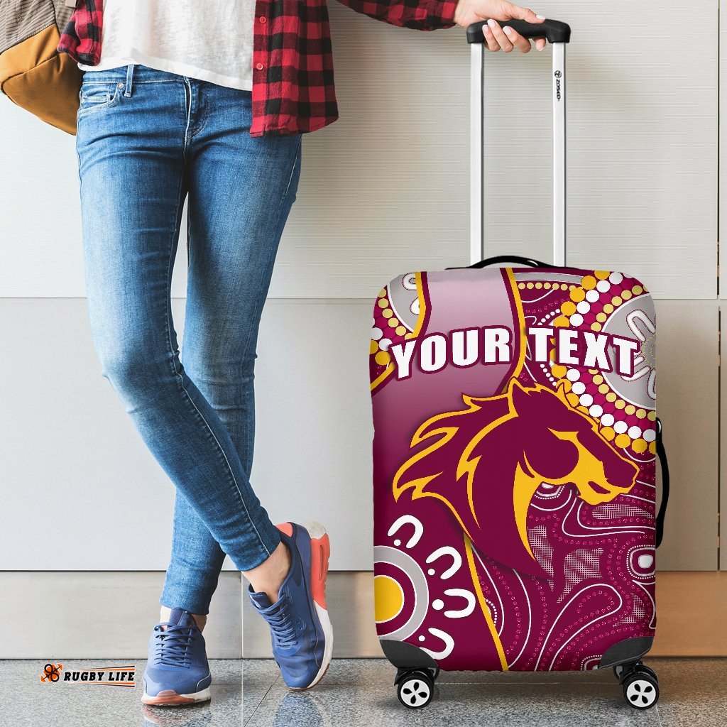 Custom Personalised Broncos Indigenous Luggage Covers Brisbane Strong