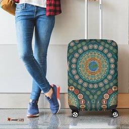 Luggage Covers Aboriginal Green Dot Painting With Earth