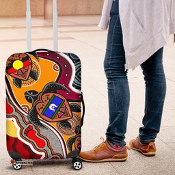 Luggage Cover Australia Aboriginal Dots With Turtle and NAIDOC Flags